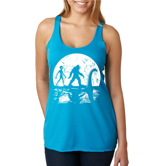 Wild Bobby Moon Silhoutte Bigfoot Shadow Big 3 Myths Women Tri-Blend Racerback Tank Top