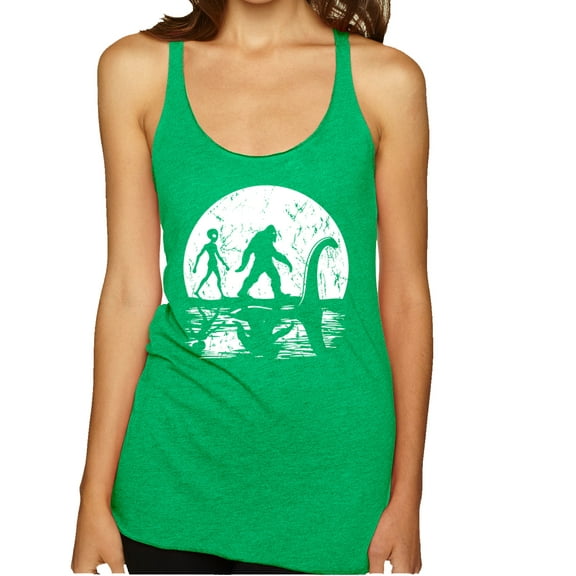 Wild Bobby Moon Silhoutte Bigfoot Shadow Big 3 Myths Women Tri-Blend Racerback Tank Top