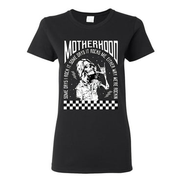 Wild Bobby Motherhood Some Days I Rock It Checkered Flag Women Graphic Tee