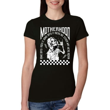 Wild Bobby Motherhood Some Days I Rock It Checkered Flag Women Slim Fit Junior Tee