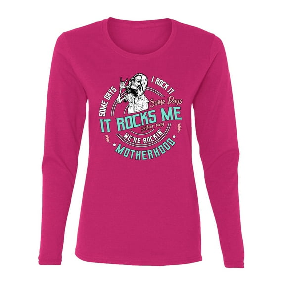 Wild Bobby Motherhood Some Days I Rock It Pastel Women Graphic Long Sleeve Tee