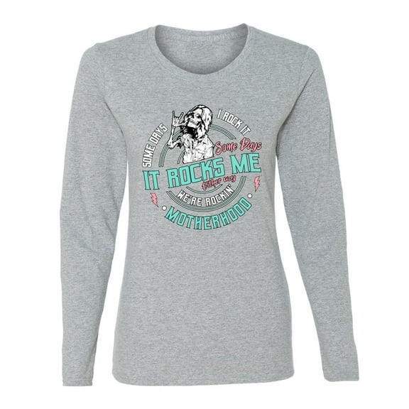 Wild Bobby Motherhood Some Days I Rock It Pastel Women Graphic Long Sleeve Tee
