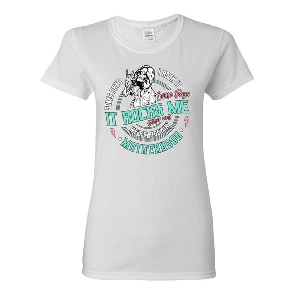 Wild Bobby Motherhood Some Days I Rock It Pastel Women Graphic Tee