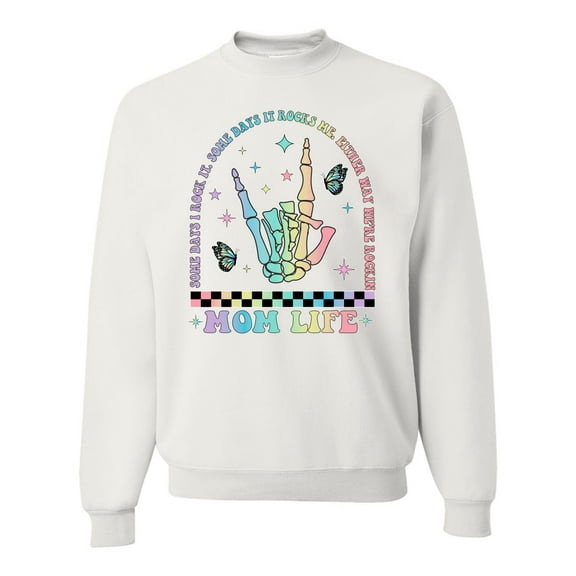Wild Bobby Motherhood Some Days I Rock It Skeleton Hand Unisex Crewneck Sweatshirt