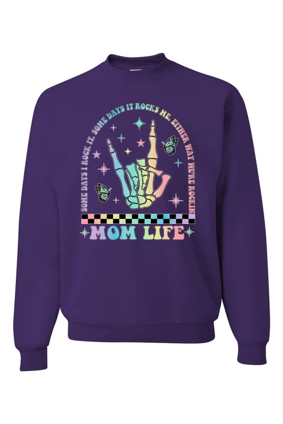 Motherhood Some Days I Rock It Skeleton Hand Unisex Crewneck Sweatshirt