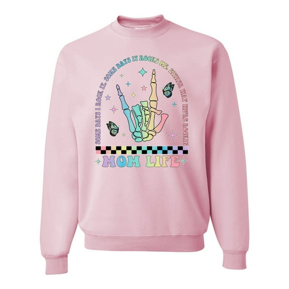 Wild Bobby Motherhood Some Days I Rock It Skeleton Hand Unisex Crewneck Sweatshirt