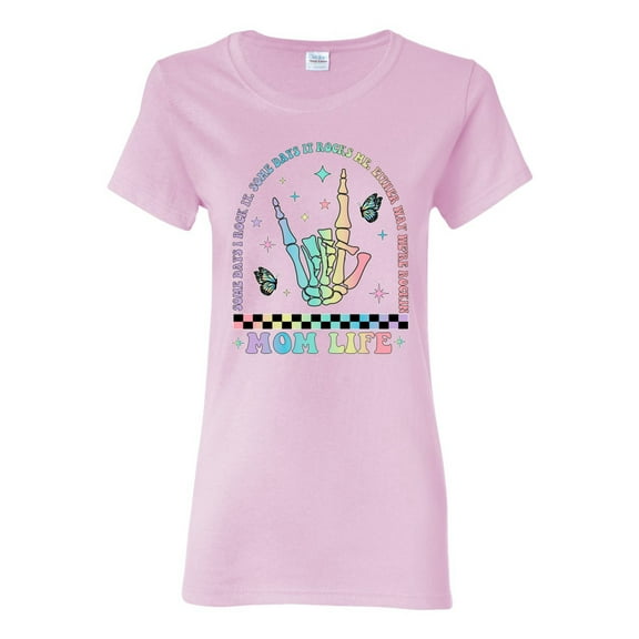 Wild Bobby Motherhood Some Days I Rock It Skeleton Hand Women Graphic Tee