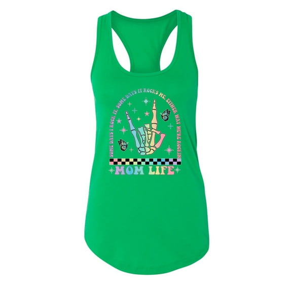Wild Bobby Motherhood Some Days I Rock It Skeleton Hand Women Racerback Tank Top