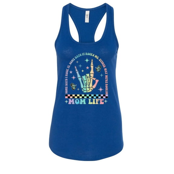 Wild Bobby Motherhood Some Days I Rock It Skeleton Hand Women Racerback Tank Top