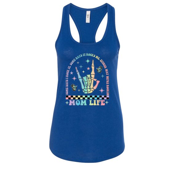 Wild Bobby Motherhood Some Days I Rock It Skeleton Hand Women Racerback Tank Top