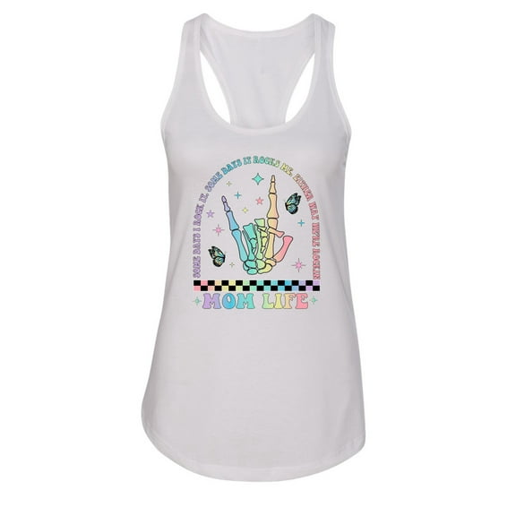 Wild Bobby Motherhood Some Days I Rock It Skeleton Hand Women Racerback Tank Top