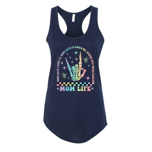 Wild Bobby Motherhood Some Days I Rock It Skeleton Hand Women Racerback Tank Top