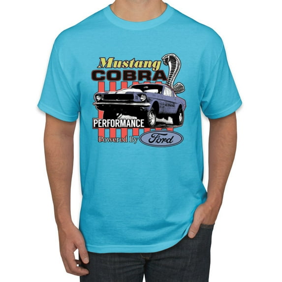 Wild Bobby Mustang Cobra Performance Ford Cars and Trucks Men Graphic Tee, Light Turquoise, Large