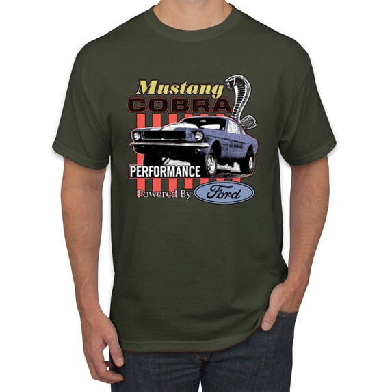 Wild Bobby, Mustang Cobra Performance Ford Cars and Trucks Men Graphic Tee, Military Green, 3X-Large