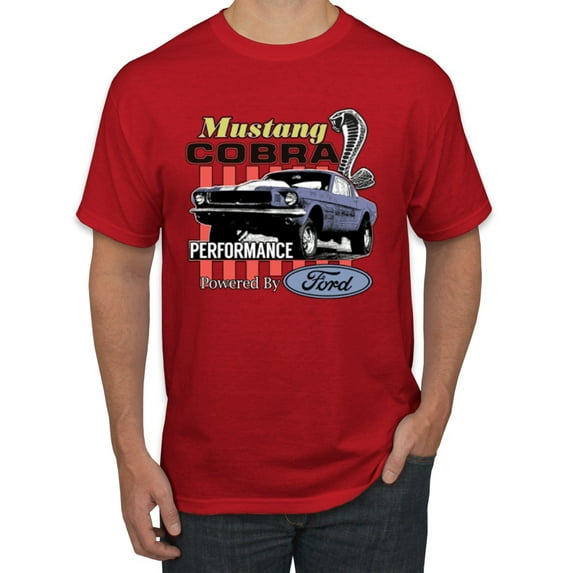 Wild Bobby Mustang Cobra Performance Ford Cars and Trucks Men Graphic Tee, Red, Medium