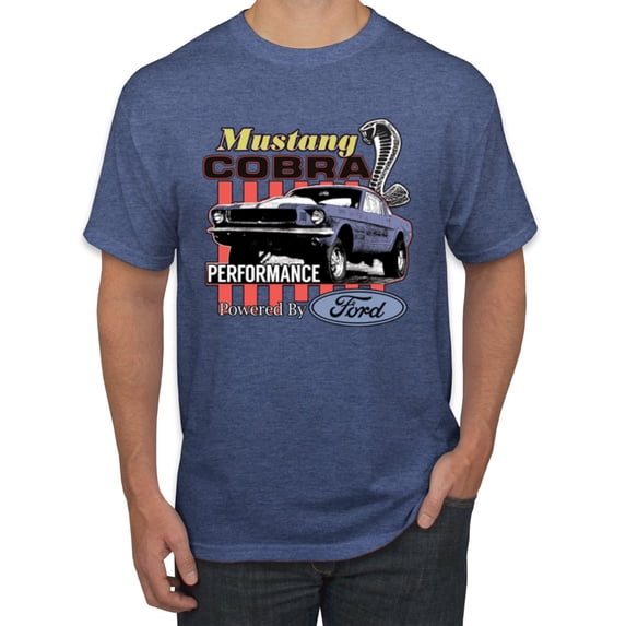 Wild Bobby, Mustang Cobra Performance Ford Cars and Trucks Men Graphic Tee, Vintage Heather Blue, Small