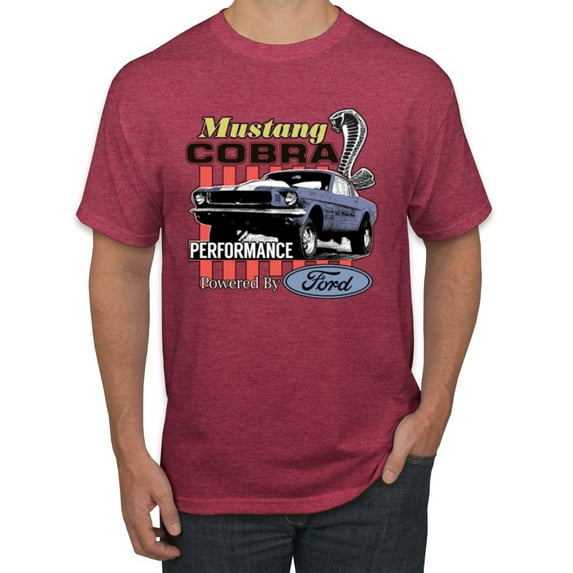 Wild Bobby, Mustang Cobra Performance Ford Cars and Trucks Men Graphic Tee, Vintage Heather Red, Large