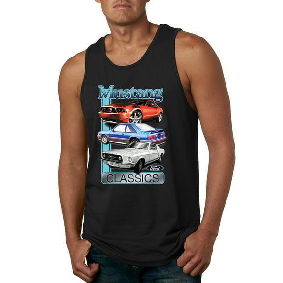 Wild Bobby, Mustang Ford Classics Cars and Trucks Men Graphic Tank Top, Black, Small