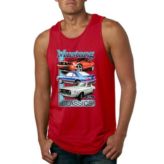 Wild Bobby, Mustang Ford Classics Cars and Trucks Men Graphic Tank Top, Red, XX-Large