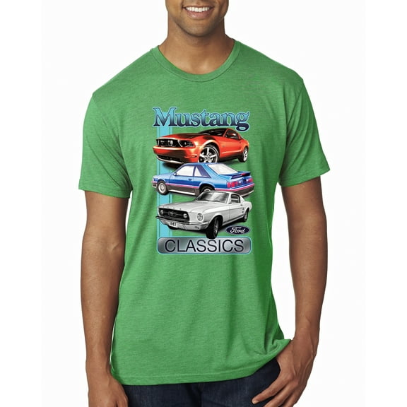 Wild Bobby, Mustang Ford Classics Cars and Trucks Men Premium Tri Blend Tee, Envy, Medium