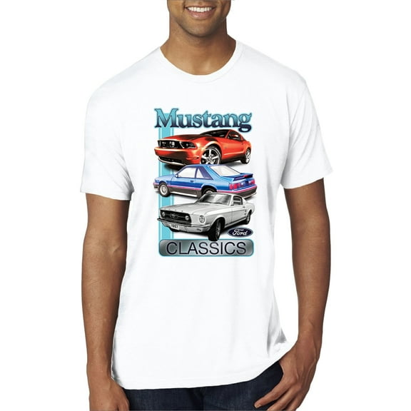 Wild Bobby, Mustang Ford Classics Cars and Trucks Men Premium Tri Blend Tee, True White, Large