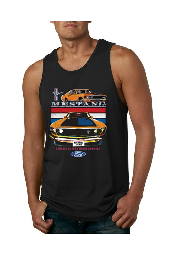 , Mustang Powered by Ford Performance Cars and Trucks Men Graphic Tank Top, Black, Small