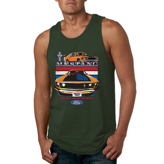 Wild Bobby, Mustang Powered by Ford Performance Cars and Trucks Men Graphic Tank Top, Forest Green, Small