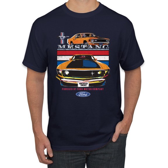 Wild Bobby, Mustang Powered by Ford Performance Cars and Trucks Men Graphic Tee, Navy, Medium