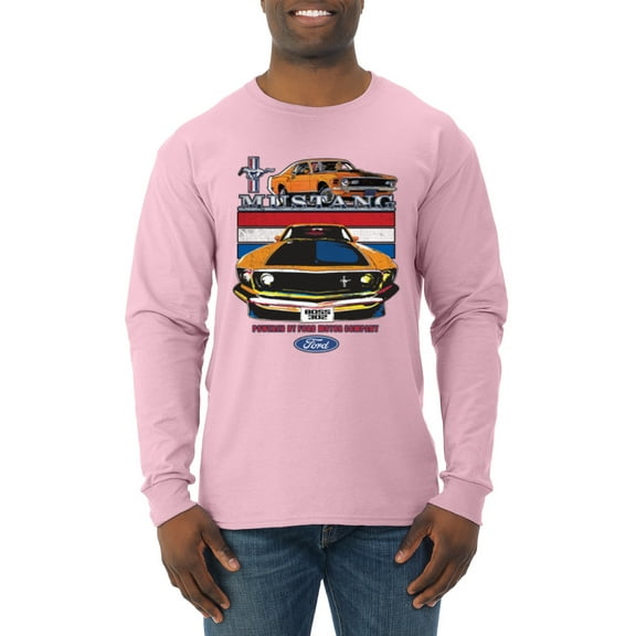 Wild Bobby, Mustang Powered by Ford Performance Cars and Trucks Men Long Sleeve Shirt, Light Pink, Large