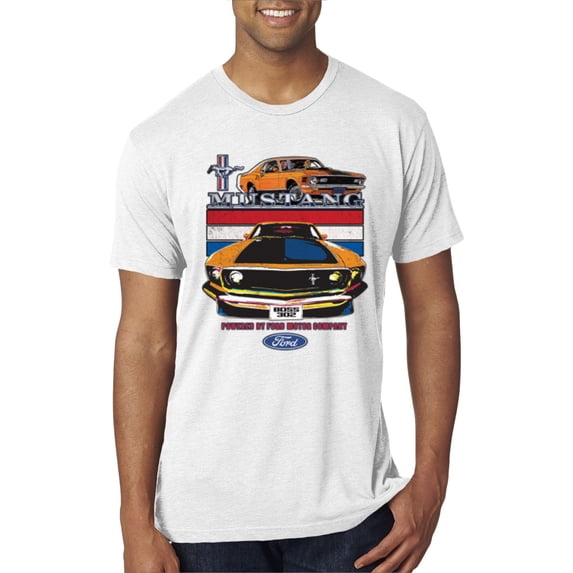 Wild Bobby, Mustang Powered by Ford Performance Cars and Trucks Men Premium Tri Blend Tee, Heather White, Large