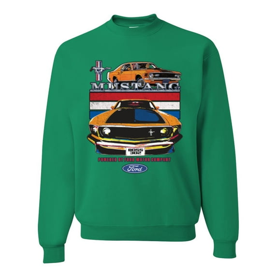 Wild Bobby, Mustang Powered by Ford Performance Cars and Trucks Unisex Crewneck Graphic Sweatshirt, Kelly, X-Large