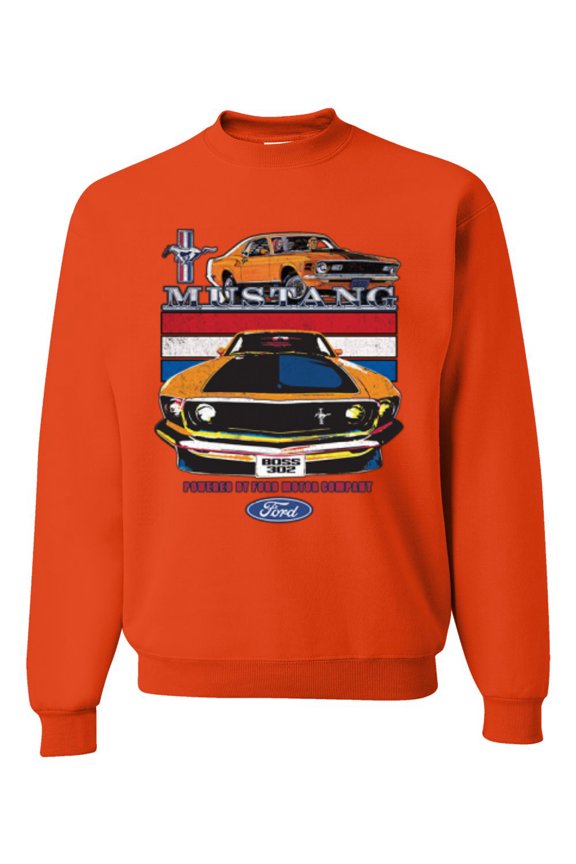 , Mustang Powered by Ford Performance Cars and Trucks Unisex Crewneck Graphic Sweatshirt, Orange, 3X-Large