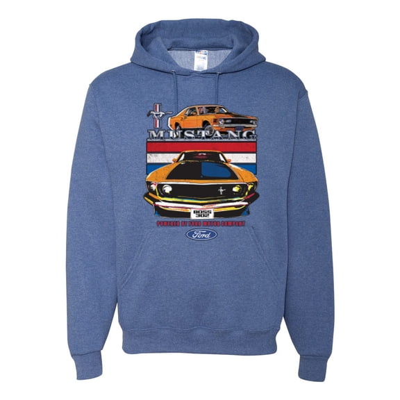 Wild Bobby, Mustang Powered by Ford Performance Cars and Trucks Unisex Graphic Hoodie Sweatshirt, Vintage Heather Blue, XX-Large