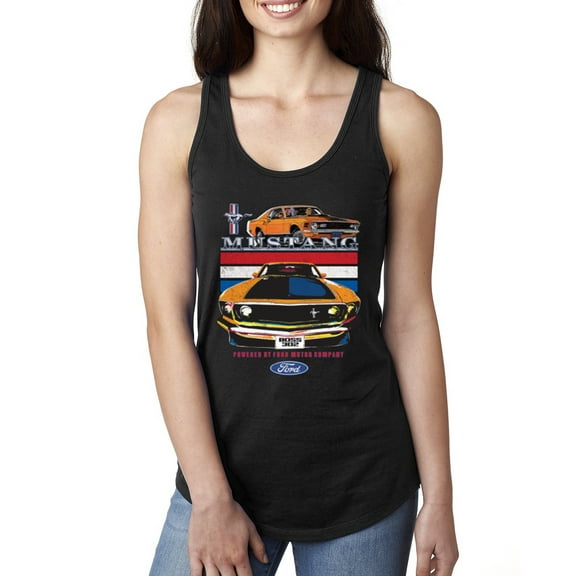 Wild Bobby, Mustang Powered by Ford Performance Cars and Trucks Women Racerback Tank Top, Black, Small
