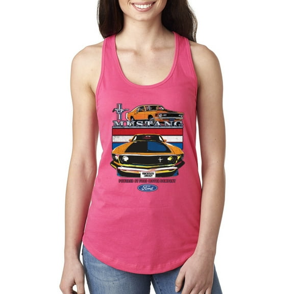 Wild Bobby, Mustang Powered by Ford Performance Cars and Trucks Women Racerback Tank Top, Hot Pink, Small