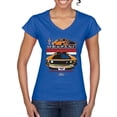 thumbnail image 1 of Wild Bobby Mustang Powered by Ford Performance Cars and Trucks Women Standard V-Neck Tee, Royal, XX-Large, 1 of 6