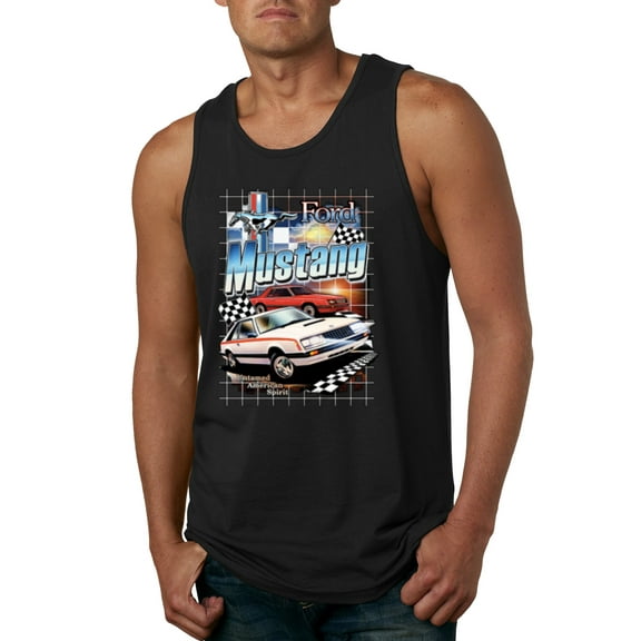 Wild Bobby, Mustang Untamed American Spirit Ford Cars and Trucks Men Graphic Tank Top, Black, Small