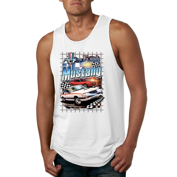 Wild Bobby, Mustang Untamed American Spirit Ford Cars and Trucks Men Graphic Tank Top, White, 3X-Large