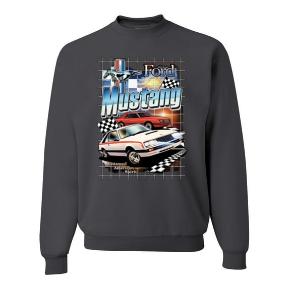 Wild Bobby, Mustang Untamed American Spirit Ford Cars and Trucks Unisex Crewneck Graphic Sweatshirt, Charcoal, 3X-Large