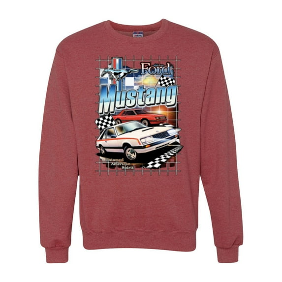 Wild Bobby, Mustang Untamed American Spirit Ford Cars and Trucks Unisex Crewneck Graphic Sweatshirt, Vintage Heather Red, X-Large