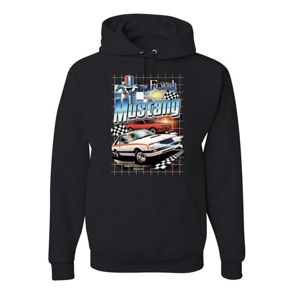 Wild Bobby, Mustang Untamed American Spirit Ford Cars and Trucks Unisex Graphic Hoodie Sweatshirt, Black, Small