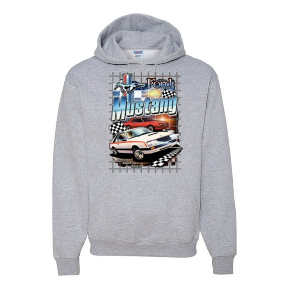 Wild Bobby, Mustang Untamed American Spirit Ford Cars and Trucks Unisex Graphic Hoodie Sweatshirt, Heather Grey, Large