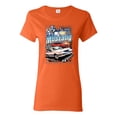 thumbnail image 1 of Wild Bobby Mustang Untamed American Spirit Ford Cars and Trucks Women Graphic Tee, Orange, Large, 1 of 6