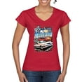 thumbnail image 1 of Wild Bobby Mustang Untamed American Spirit Ford Cars and Trucks Women Standard V-Neck Tee, Red, X-Large, 1 of 6
