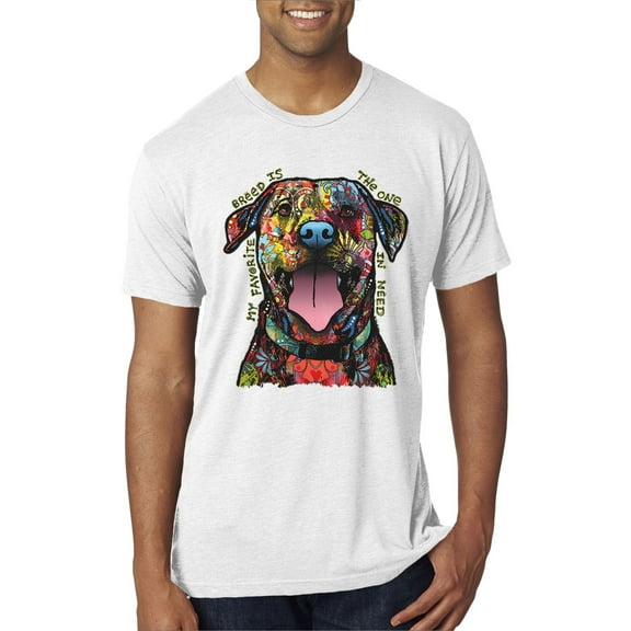 Wild Bobby, My Favorite Breed is The One In Need | Colorful Labrador Dog | Dean Russo Art Animal Lover Mens Premium Tri Blend T-Shirt, Heather White, M