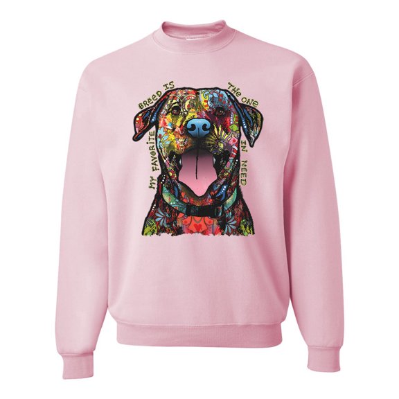 Wild Bobby, My Favorite Breed is The One In Need | Colorful Labrador Dog | Dean Russo Art Animal Lover Unisex Crewneck Sweatshirt, Light Pink, S