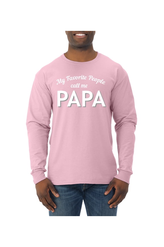 My Favorite People Call Me PAPA Father's Day Men Long Sleeve Shirt, Light Pink, Medium