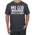 thumbnail image 1 of Wild Bobby My God Is Stronger Than Breast Cancer White Distressed Breast Cancer Awareness Men Tee, Charcoal, Large, 1 of 6