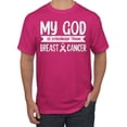 thumbnail image 1 of Wild Bobby My God Is Stronger Than Breast Cancer White Distressed Breast Cancer Awareness Men Tee, Fuschia, X-Large, 1 of 6