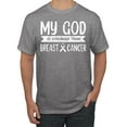 thumbnail image 1 of Wild Bobby My God Is Stronger Than Breast Cancer White Distressed Breast Cancer Awareness Men Tee, Heather Grey, Large, 1 of 6
